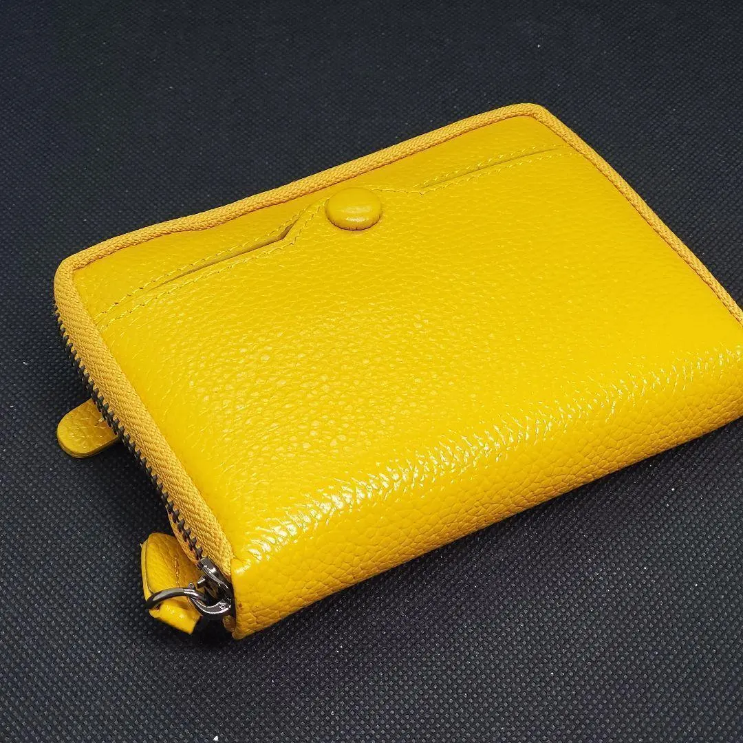 Thumbnail of Bifold Wallet Genuine Leather Women's Men's Yellow Large Capacity Compact