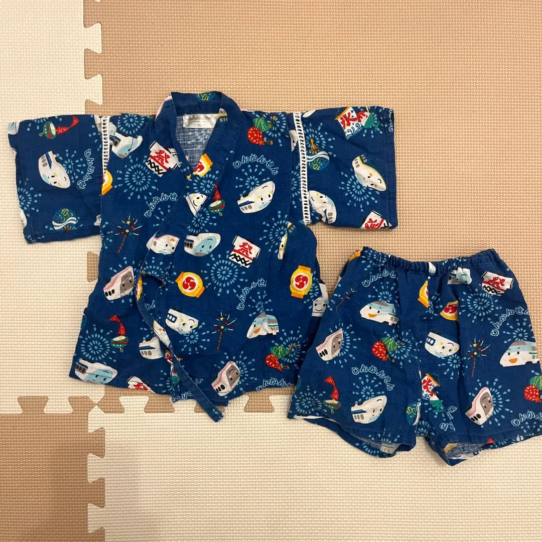 Thumbnail of SANRIO Shinkansen Jinbei Top and Bottom Set, Boys, Festival Navy, Size 80