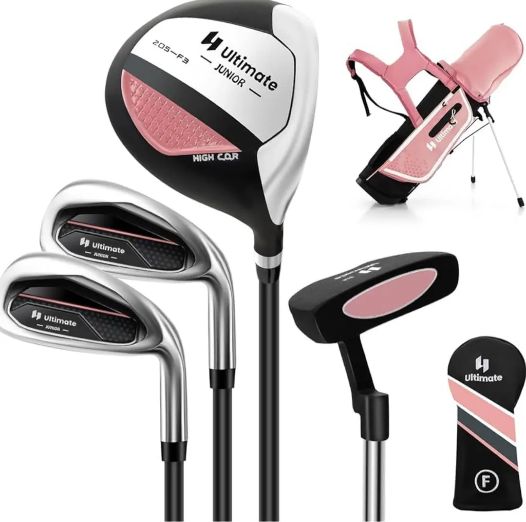 青少年高爾夫球具組 5件組 粉紅色 適合右撇子 附球袋 的縮圖