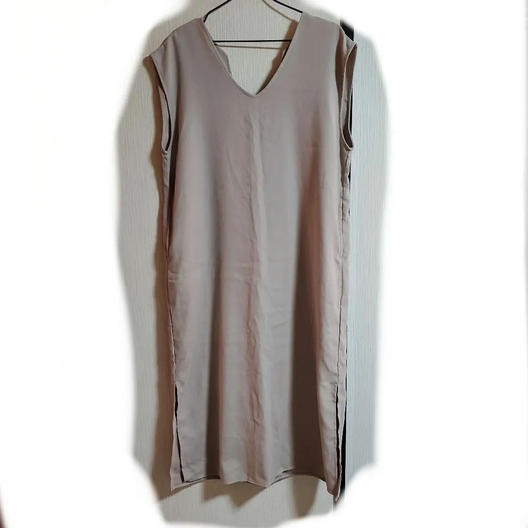 Thumbnail of Beige V-neck sleeveless dress