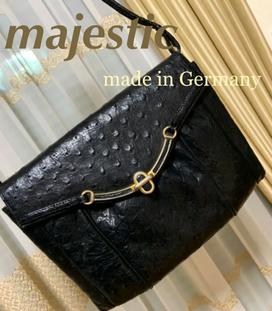 【美品】MAJESTICマジェスティック オーストリッチ ハンドバッグ 黒　鏡付 2025年最新】マジェスティック オーストリッチの人気アイテム