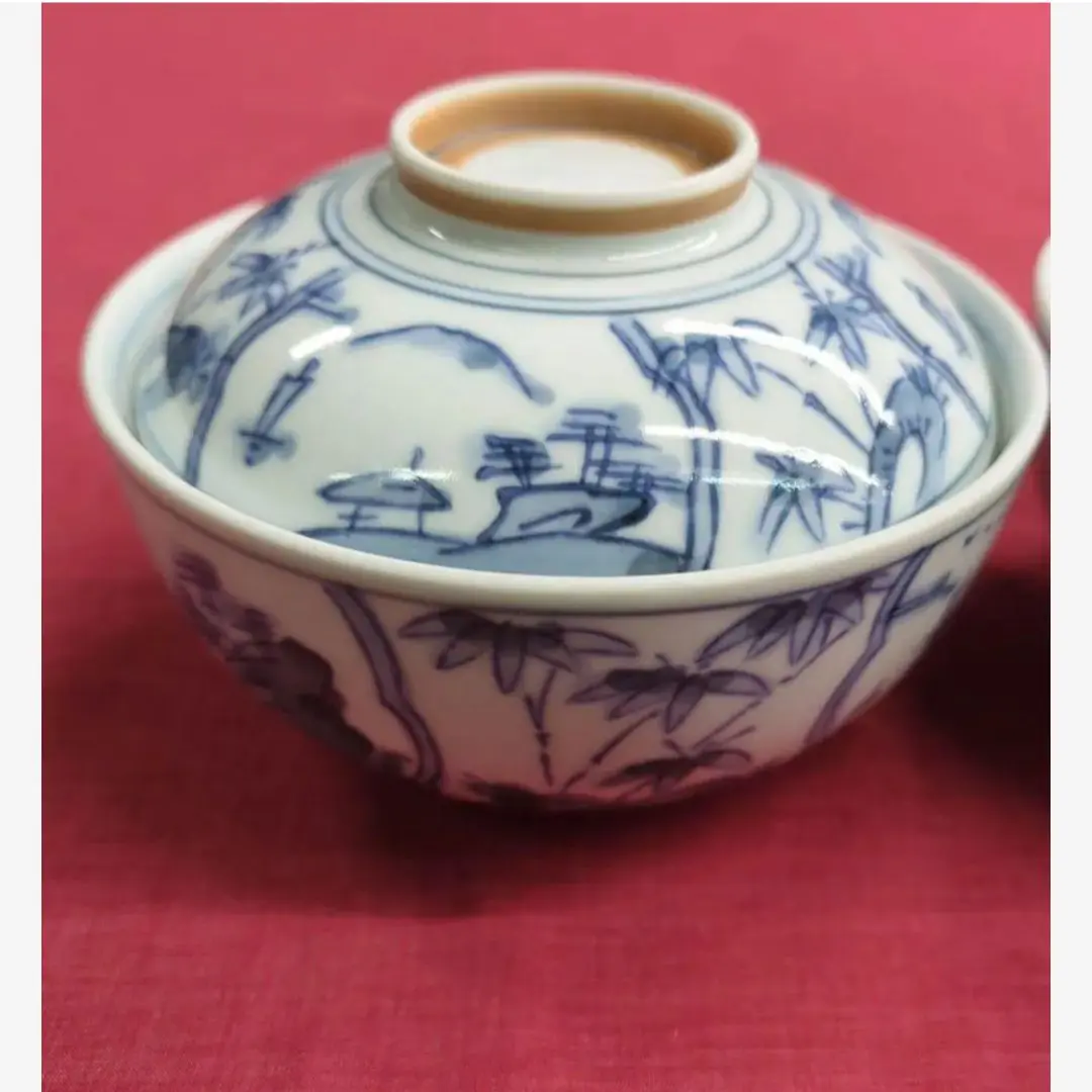 美品　陶器　年代物　盛り皿　楕円　染付の山水の絵柄が素敵な　古道具　濃淡が美しい 明治前期金彩染付山水図舟形皿 | 吉祥寺PukuPuku