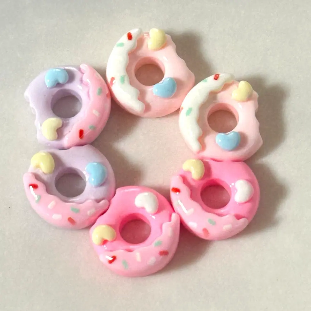 Thumbnail of Set of 6 Colorful Miniature Doughnuts with Decorations