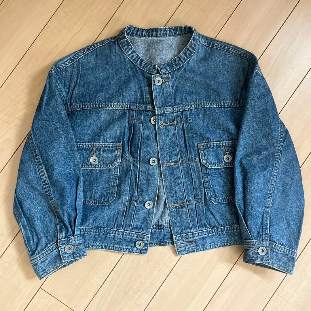 Thumbnail of No-collar denim jacket 130