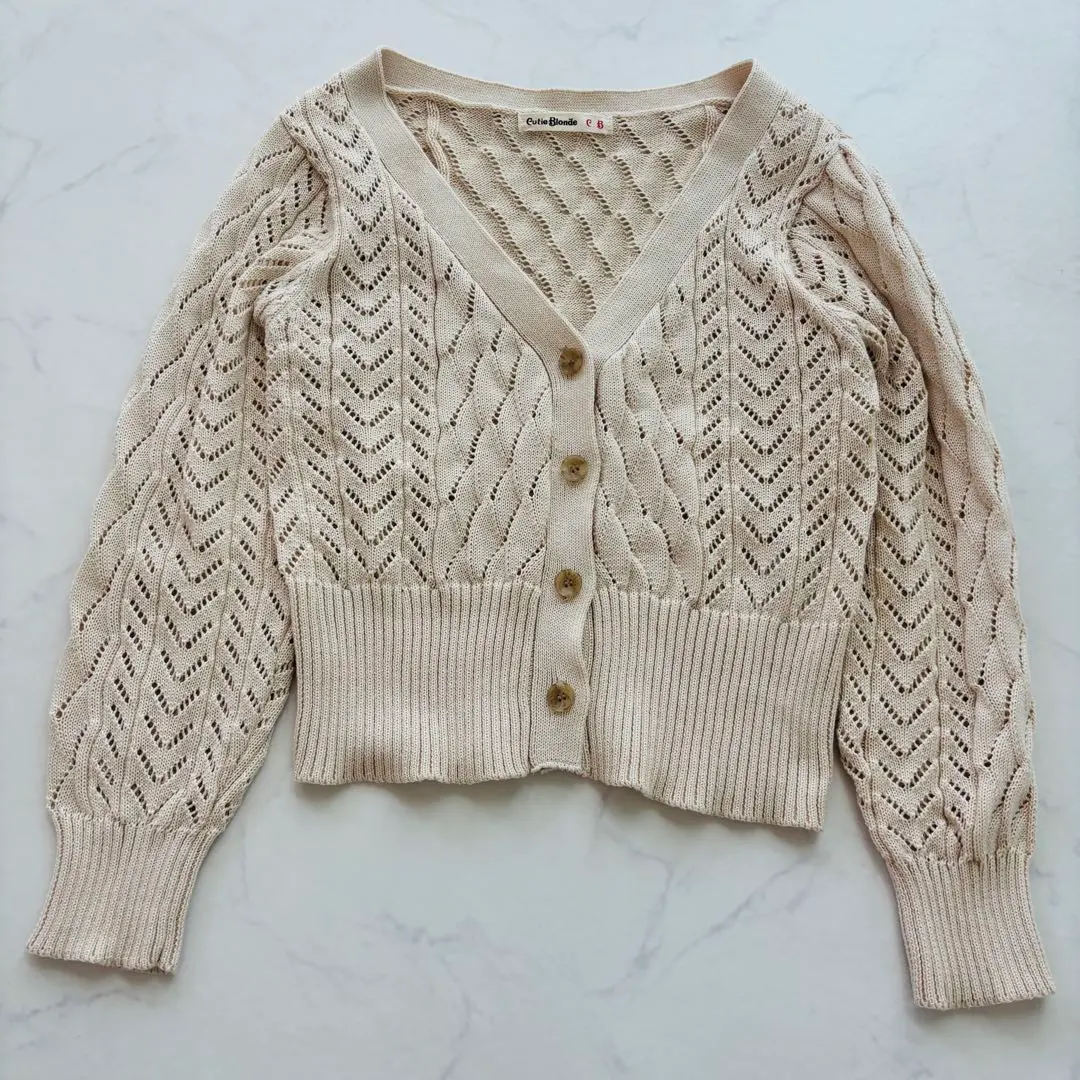 Thumbnail of Cutie Blonde Cardigan, Openwork Knit, M (A918)