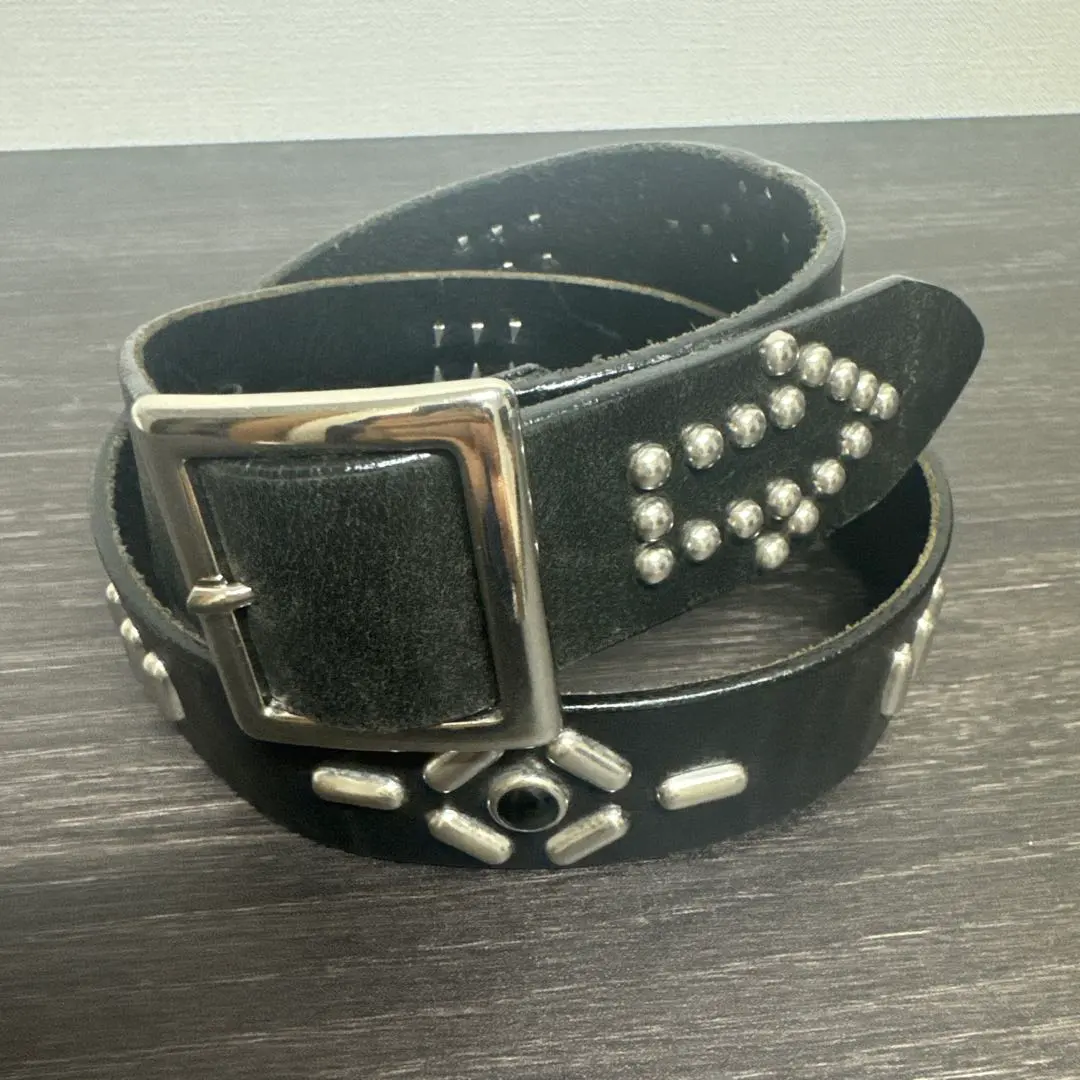 Thumbnail of Black leather belt with studs