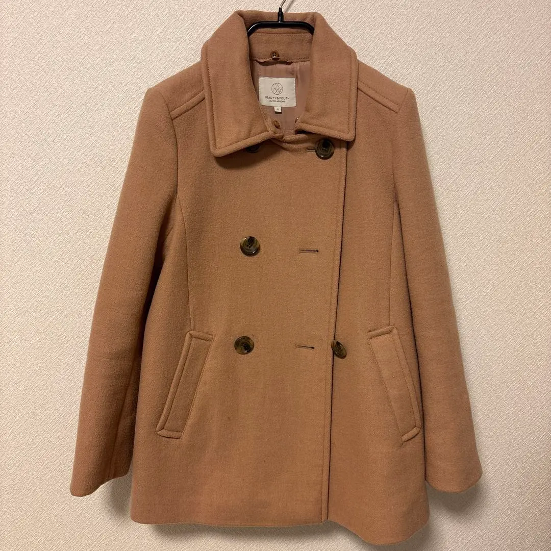 BEAUTY & YOUTH 雙排扣羊毛大衣 S 碼　駱駝色 的縮圖