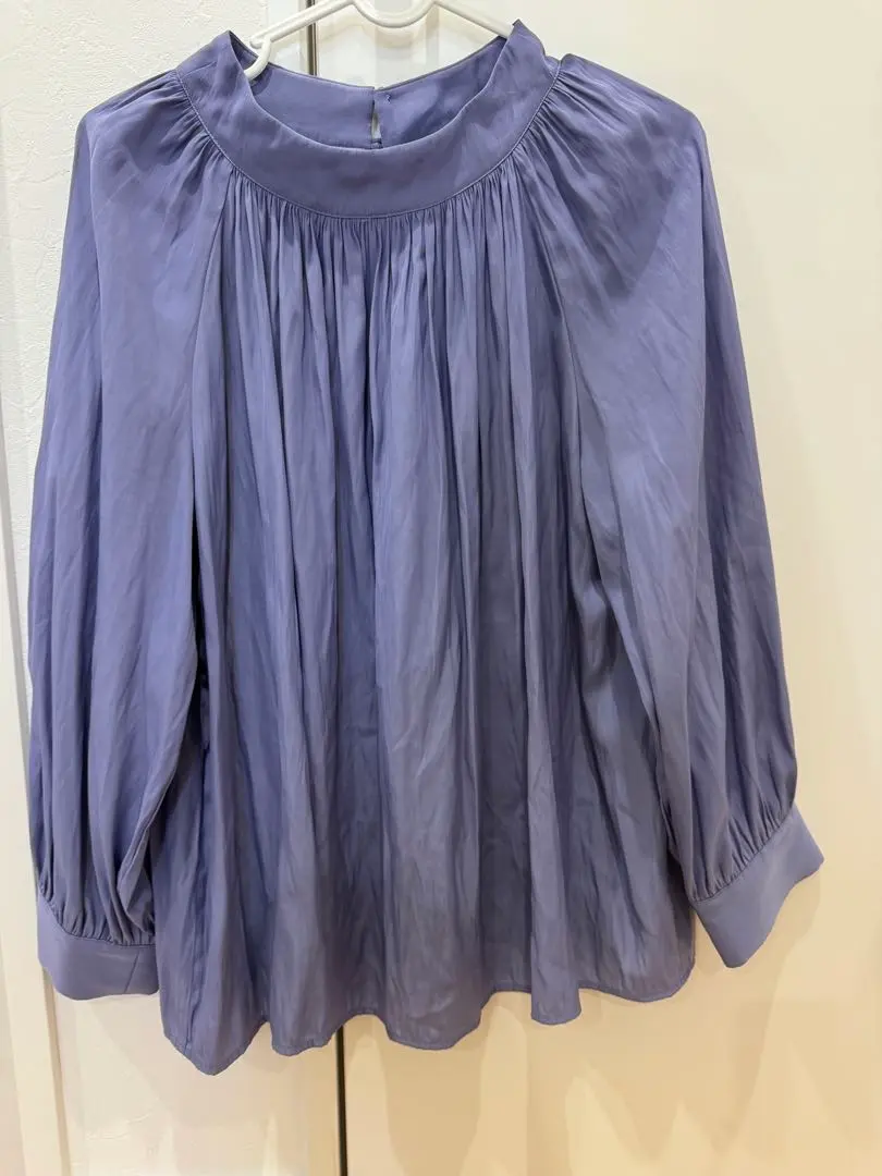 Thumbnail of Figuno Pale Purple Pleated Long Sleeve Blouse