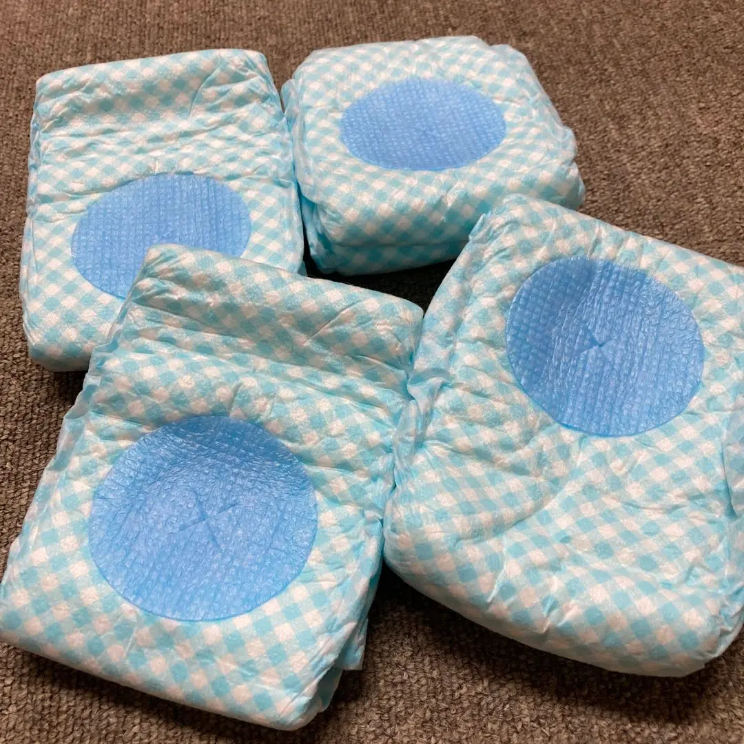 Thumbnail of Dog Diapers, Tail-Hole Fit, Size M, 6kg-8kg, Light Blue Check Pattern, 4 Count