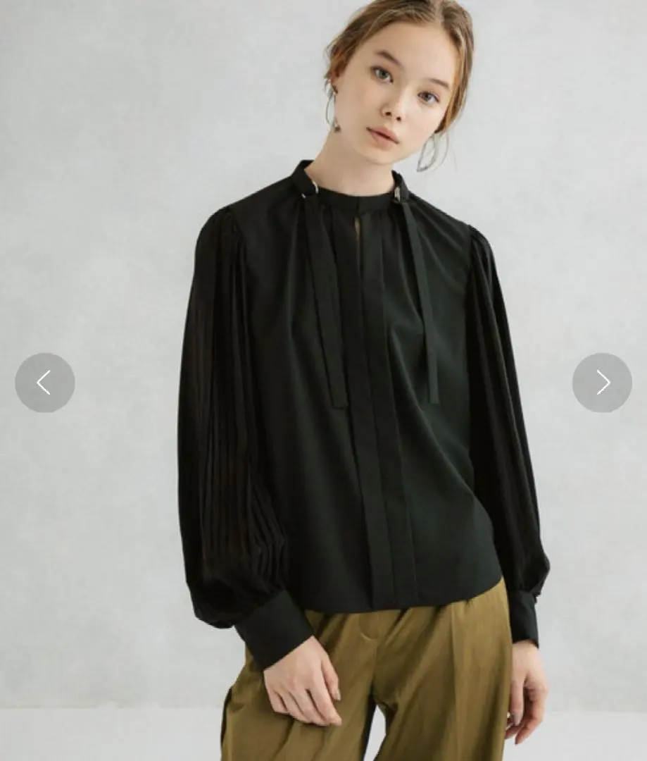 Thumbnail of UNITED TOKYO Drum Sleeve Pleated Blouse, Black