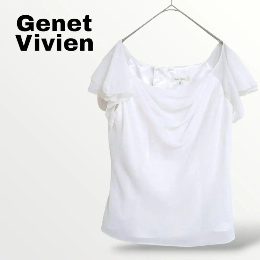 ジュネビビアン Genet Vivien フォーマル用ブラウス （ホワイト） 美品 Genet Vivien ジュネビビアン フリルブラウス ホワイト 9号