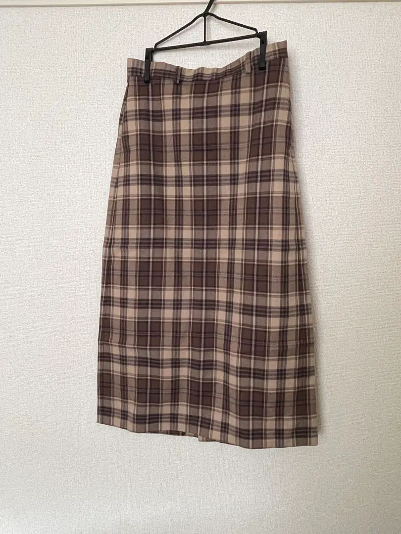 Thumbnail of GU Brown Check Pattern Tight Skirt