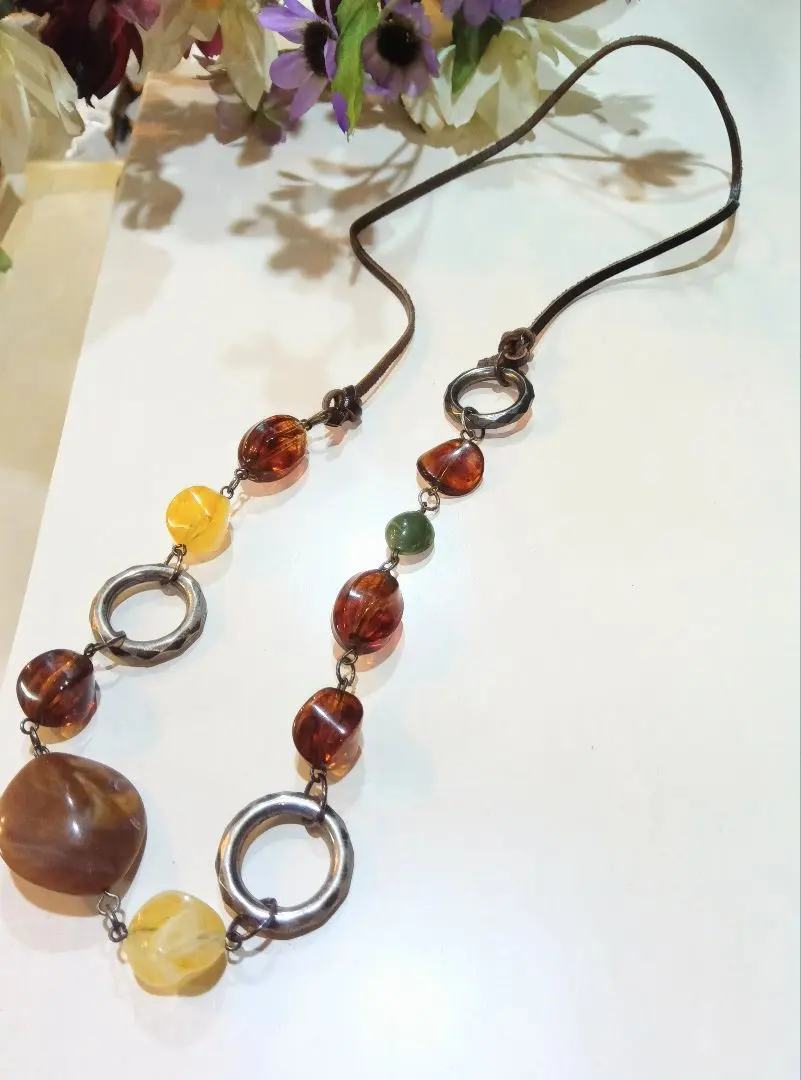 手工製作秋色珠子長項鍊 的縮圖
