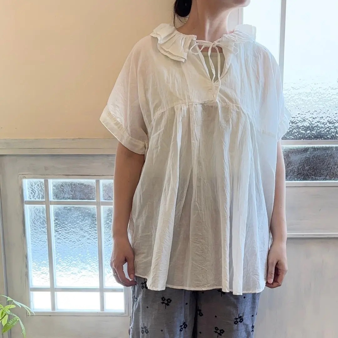 Thumbnail of Light Boil Frill Collar Tunic 《CALINER》Caliner
