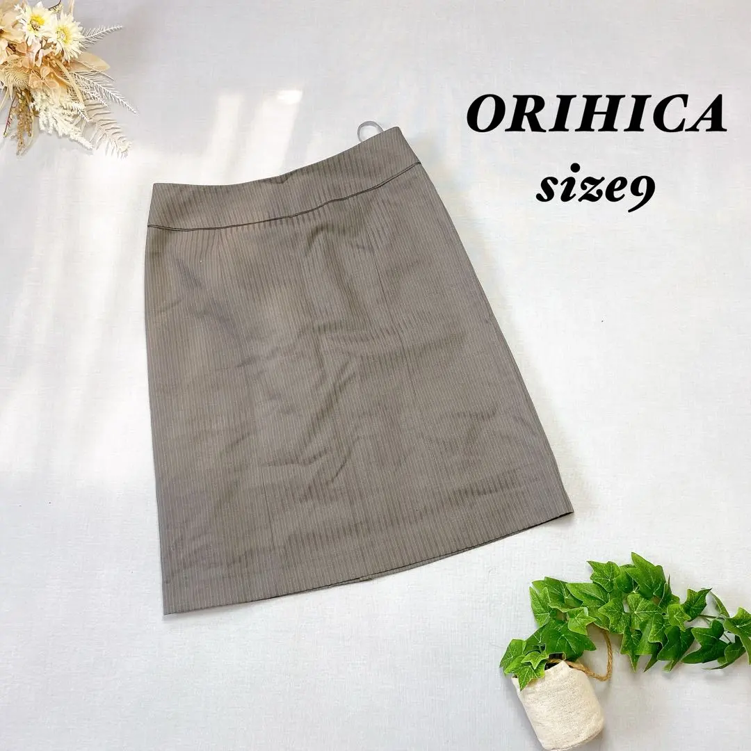 Thumbnail of Orika Tight Skirt Knee Length Striped Slit [9] Gray Office