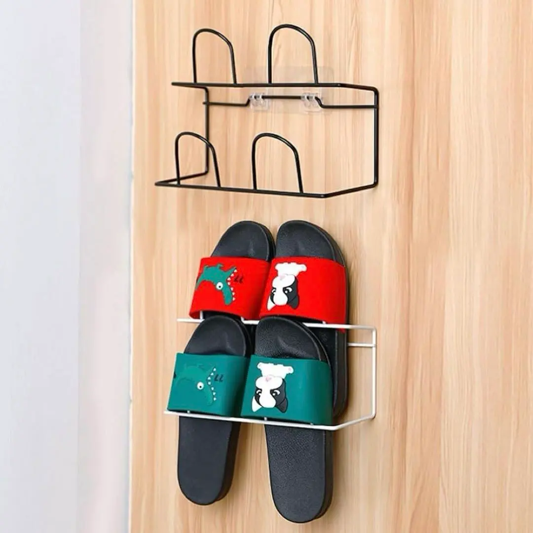 Thumbnail of Slippers Rack Wall-Mounted Slipper Storage Adhesive Shoe Rack Black