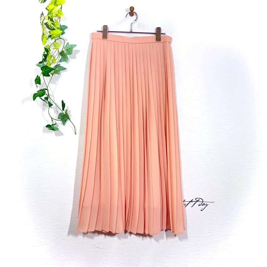 Thumbnail of Uniqlo Chiffon Pleated Long Skirt (L) Pink, Elastic Waist, Feminine