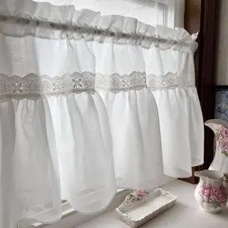 Thumbnail of White Lace Curtains with Frills