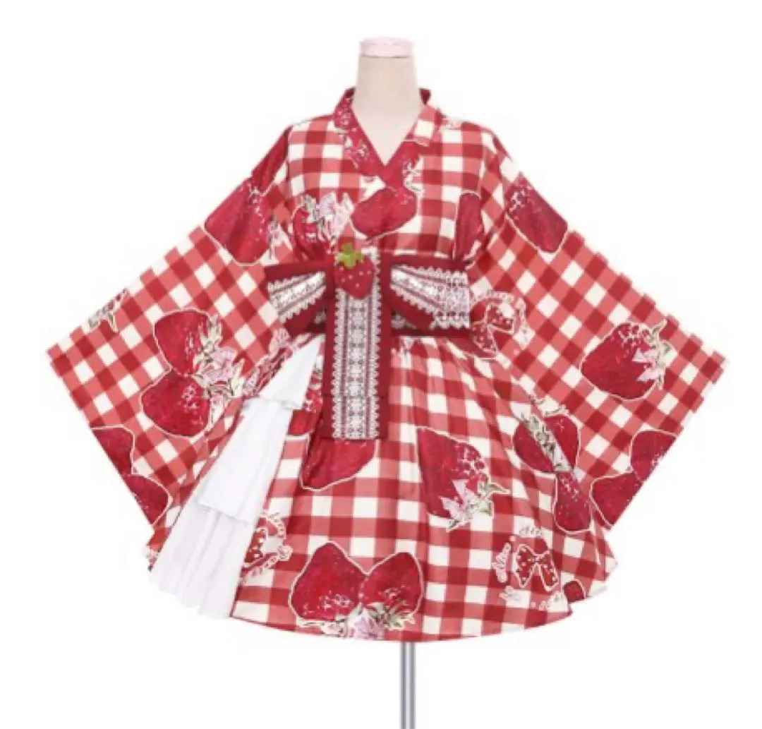 To Alice 浴衣ドレス チェック柄 黒 Mサイズ 浴衣ドレス いちごギンガムチェック浴衣セット Mサイズ To Alice