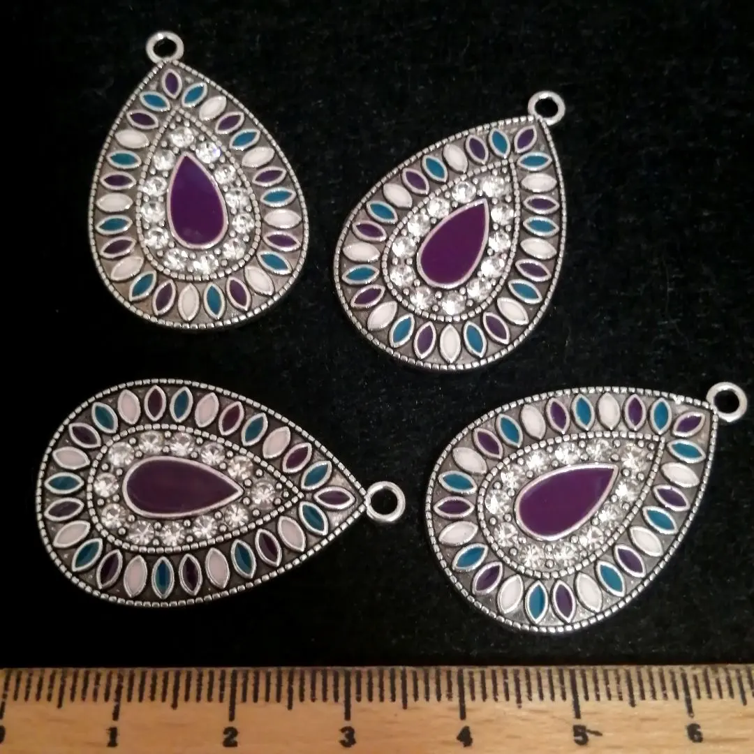 Thumbnail of 4 sets in stock⭐ Colorful Teardrop (Purple) .。.:* 4 pieces ♡ Silver charm