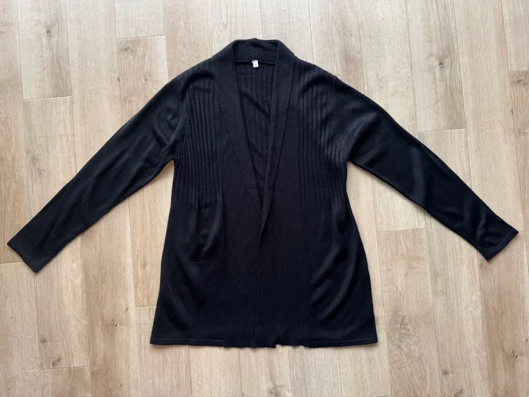 黑色羅紋長袖針織衫 的縮圖