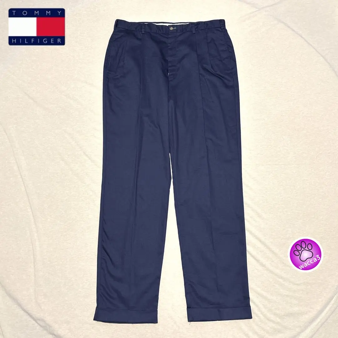 90年代 Tommy Hilfiger 全新庫存 寬褶長褲 w36 海軍藍 的縮圖