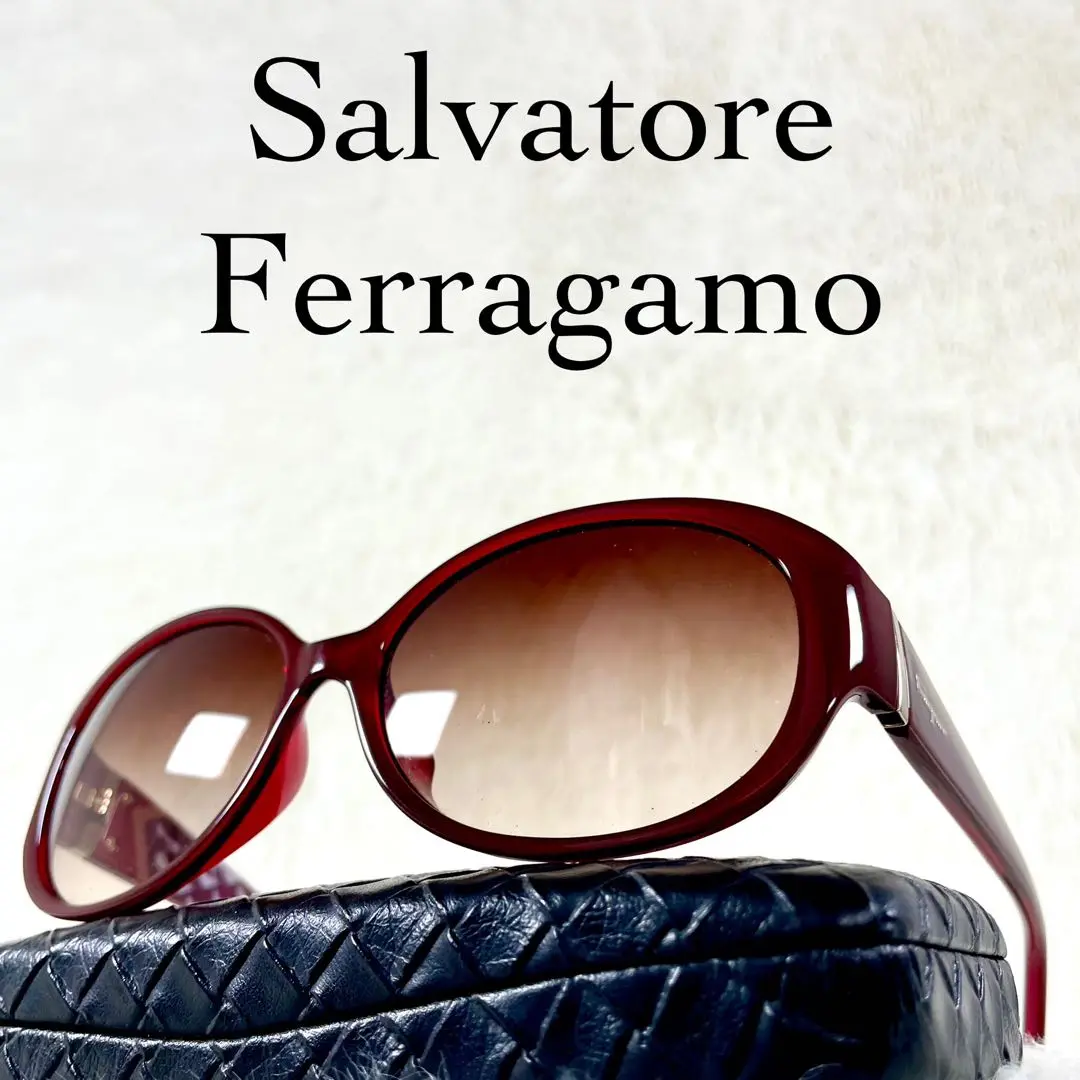 美品　Salvatore Ferragamo　サングラス　レッドレンズ　リムレス 美品 Salvatore Ferragamo サングラス レッドレンズ リムレス