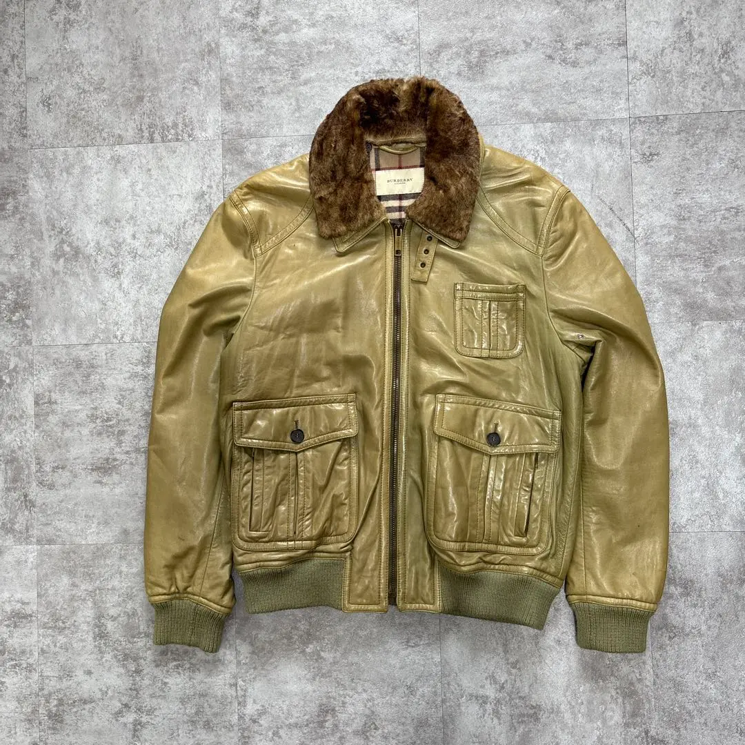 本革羊革【バーバリーロンドンBURBERRY】レザージャケット ライダース 茶色 2025年最新】BURBERRY LONDON メンズ レザージャケット