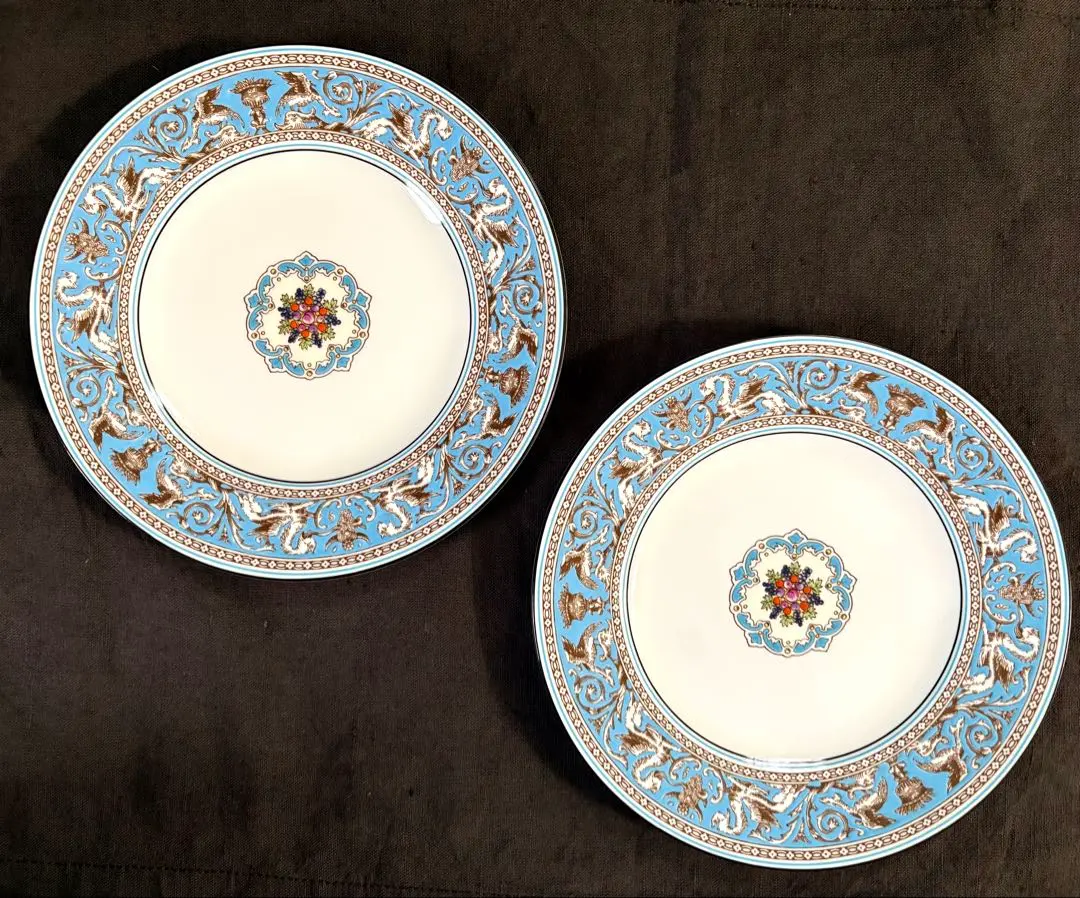 Thumbnail of New, Unused, Black Basalt Wedgwood Florentine Turquoise Plate, Medium Plate