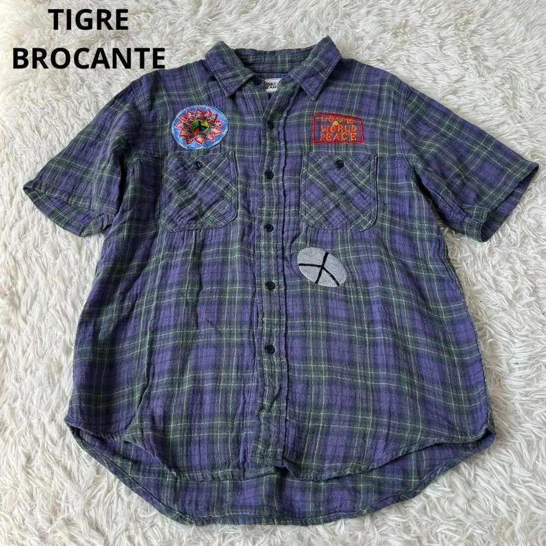 日本製【TIGRE BROCANTE】半袖リネンシャツ　リメイク風シャツ　F 日本製【TIGRE BROCANTE】半袖リネンシャツ リメイク風シャツ F