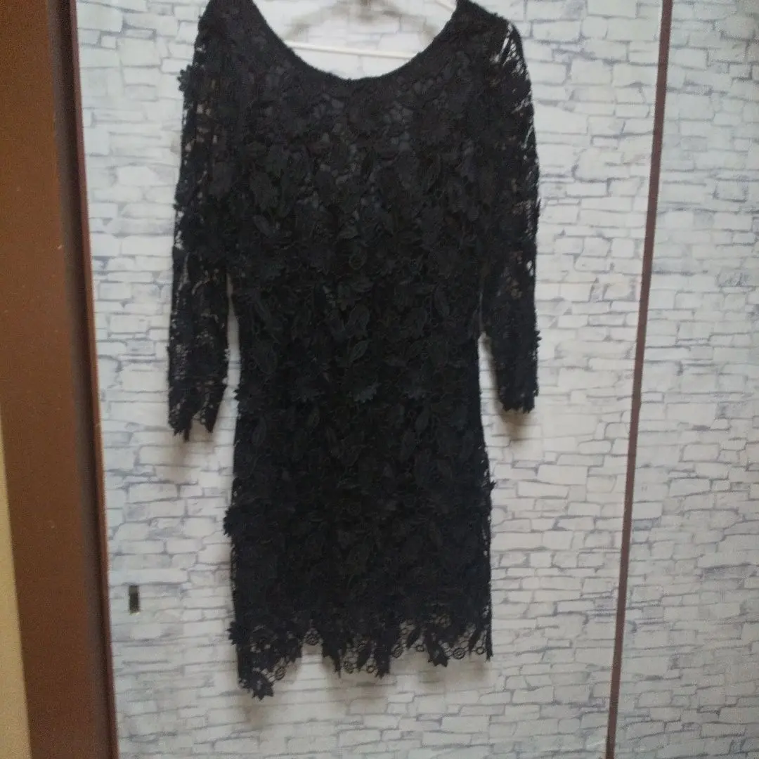 Thumbnail of Beautiful Condition, High-Quality Lace, Black Floral Lace 3/4 Sleeve Dress