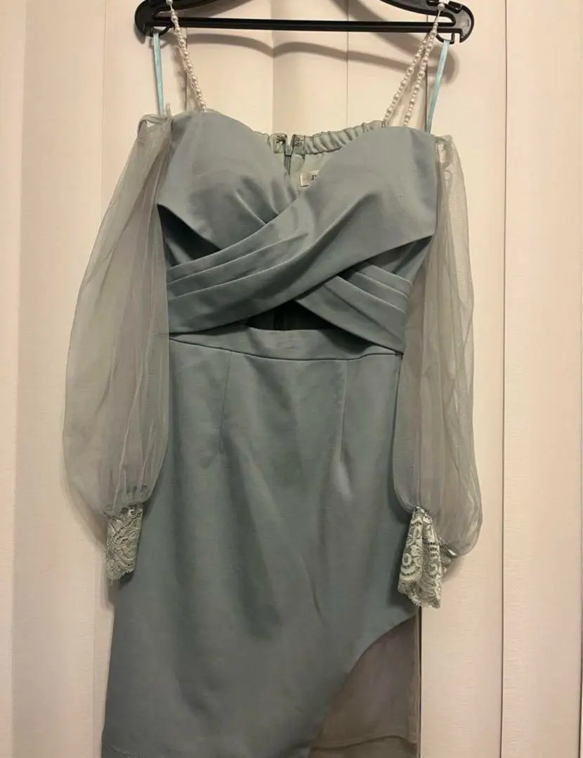 Thumbnail of JEWELS See-through Sleeve Cross Design Dress