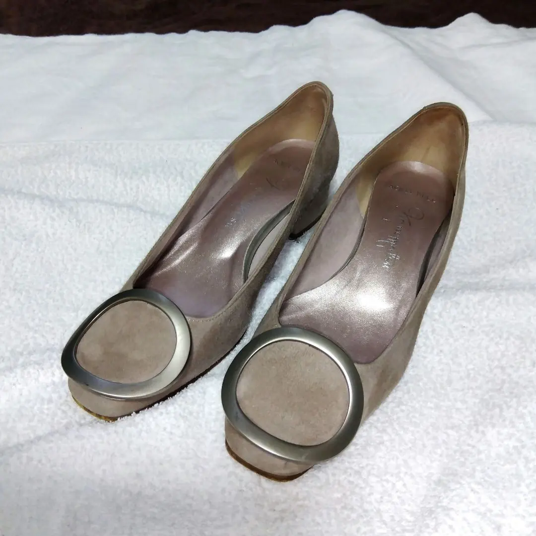 （美品）銀座金松Aqua Bell麂皮高跟鞋 21厘米 的縮圖