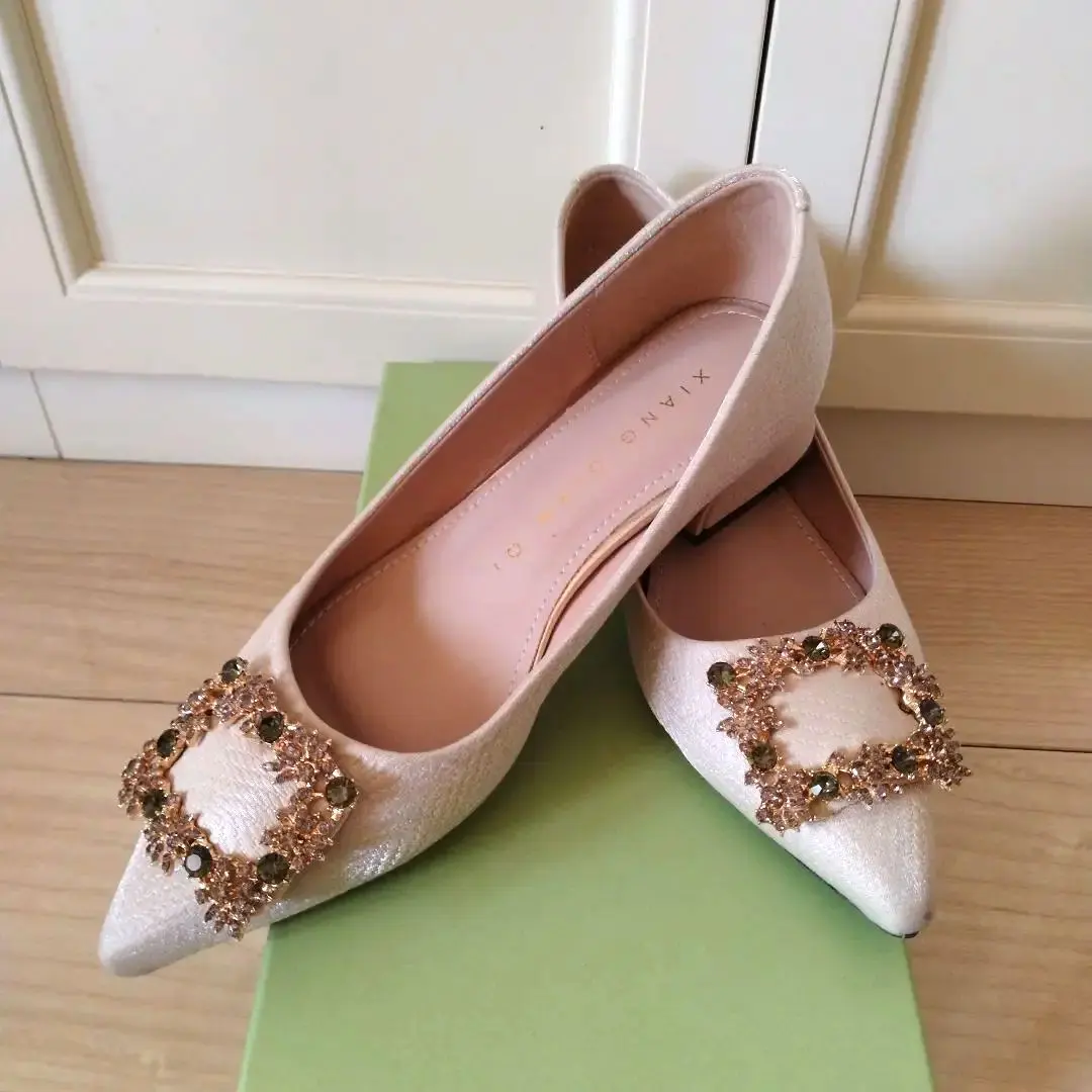 Thumbnail of Elegant low-heeled pumps with square ornaments, perfect for weddings and after-parties!