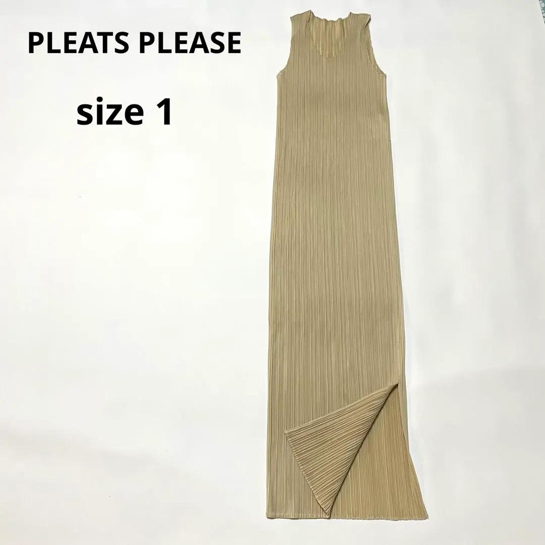 Thumbnail of Excellent condition ✨ Pleats Please long dress with slit, sand beige, size 1