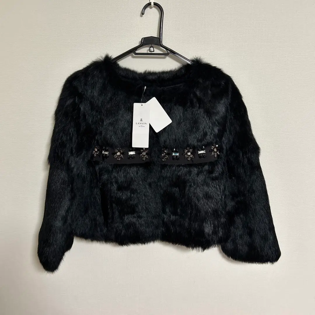 【美品】ランバンオンブルーLANBIN enBleuポンチョコート ファー付 2025年最新】LANVIN en Bleu レディース 毛皮・ファーコートの