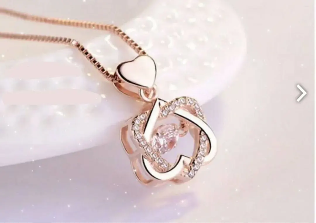 Thumbnail of Popular! Dancing Stone Necklace for Women, K18, Double Heart Cross