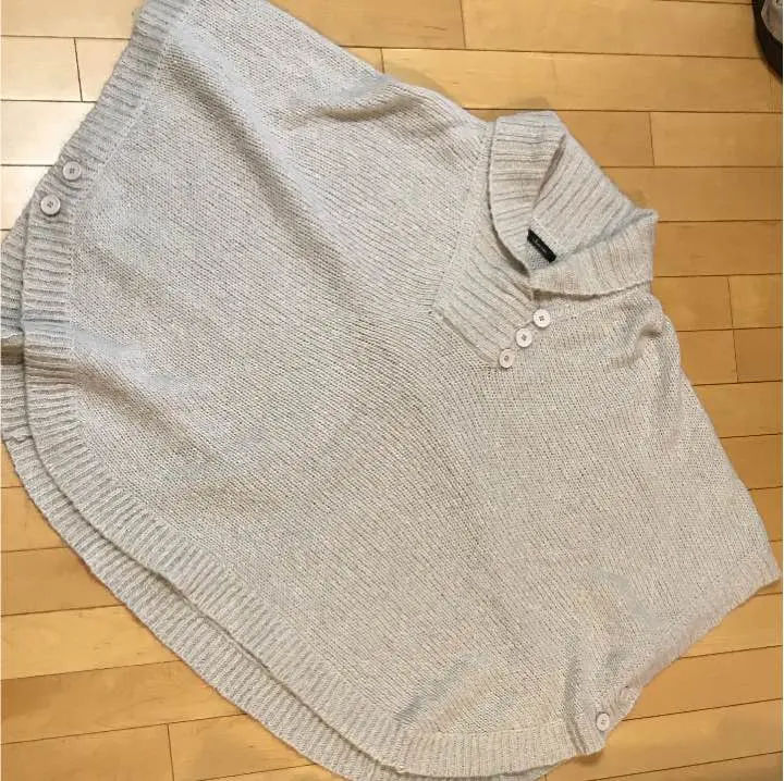 Thumbnail of New, Unused Knit Poncho Coat, Light Beige