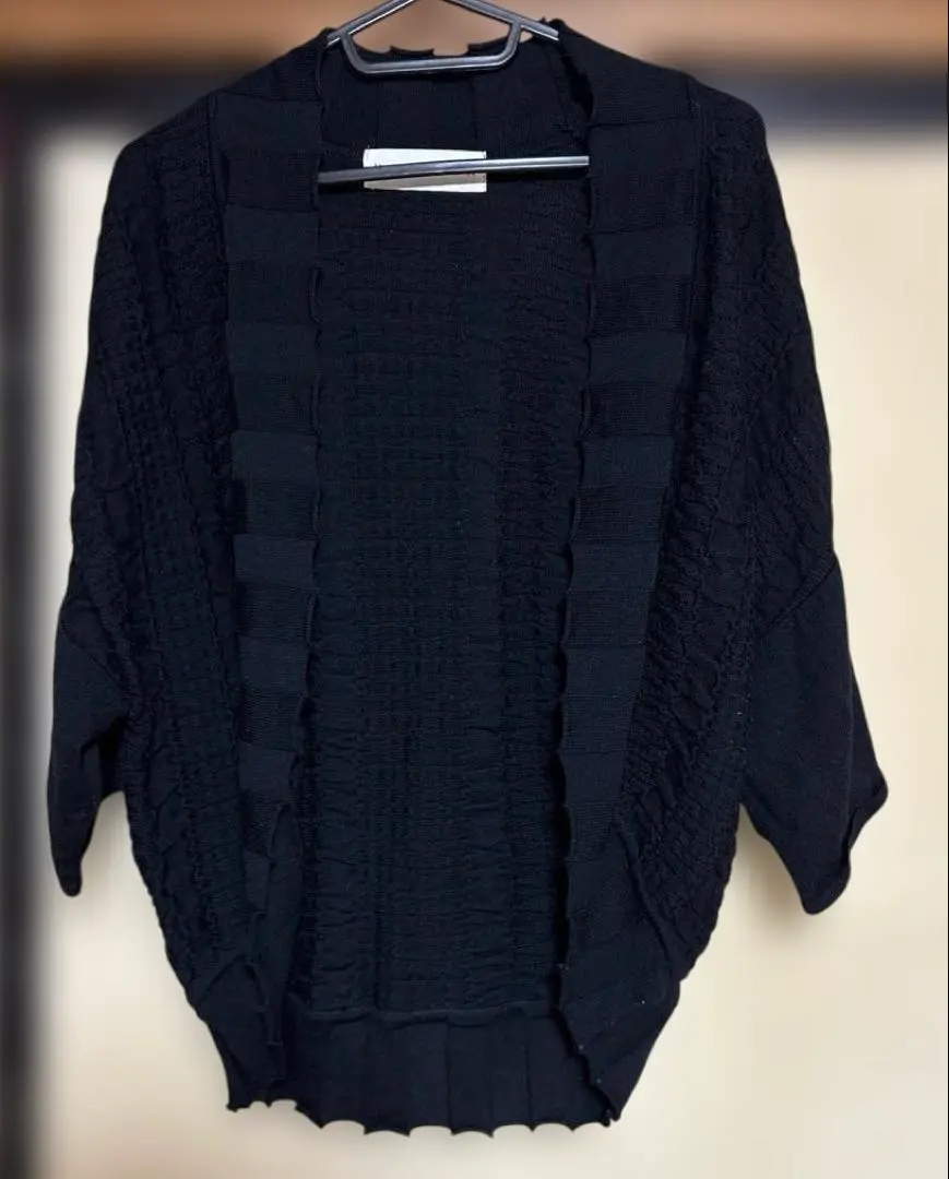 Thumbnail of Women's Black Cardigan, Short Sleeves, Textured