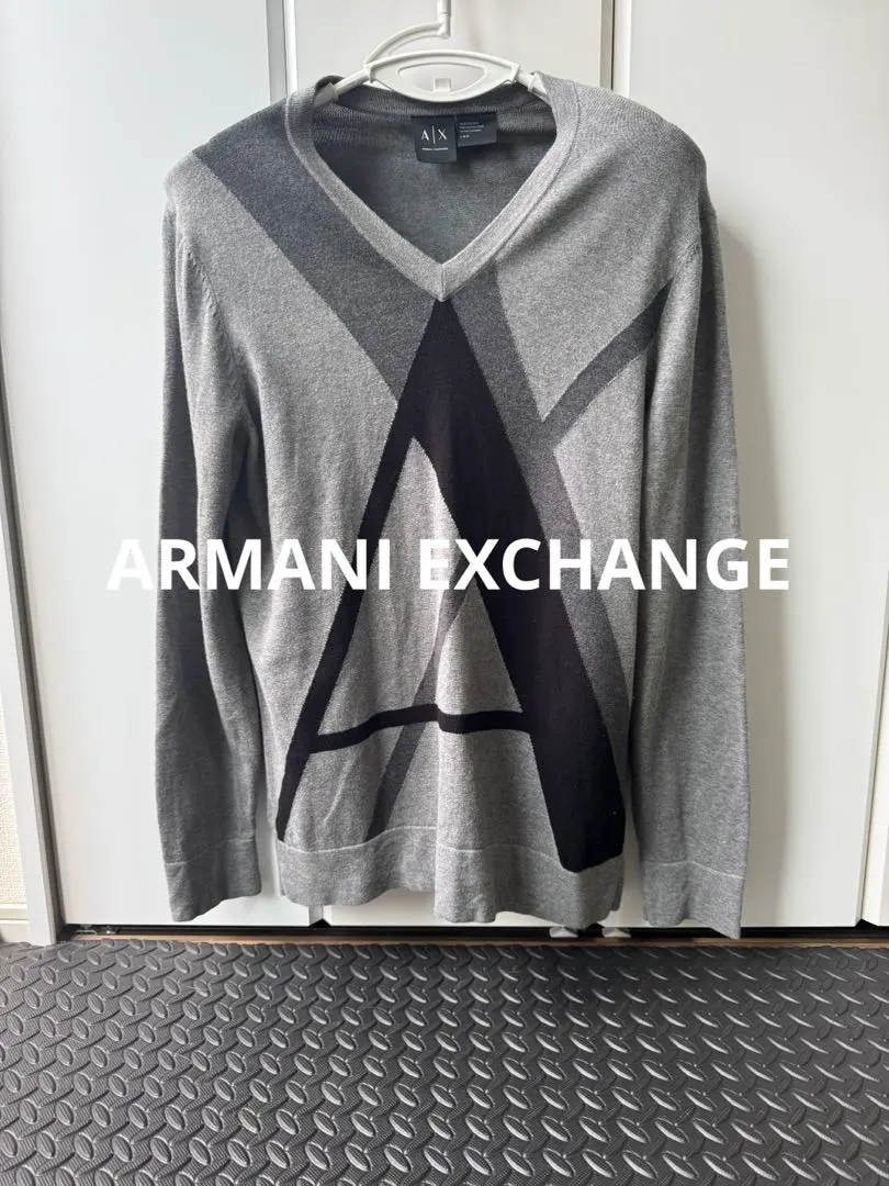 Thumbnail of Armani Exchange Gray V-neck Sweater, Size L