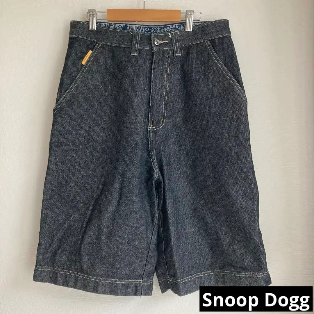 デッドストック　90s SNOOPDOGG バギーデニムショーツ　刺繍ロゴ　新品 デッドストック 90s SNOOPDOGG バギーデニムショーツ 刺繍ロゴ 新品