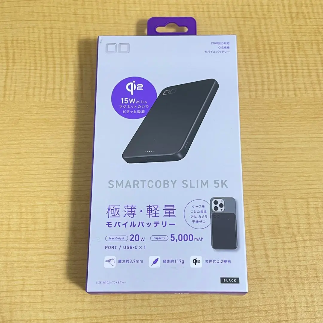 未使用 CIO SMARTCOBY SLIM 5K 黒 限定ポーチ付き Amazon | CIO モバイルバッテリー ケーブル内蔵 [薄さ 18mm