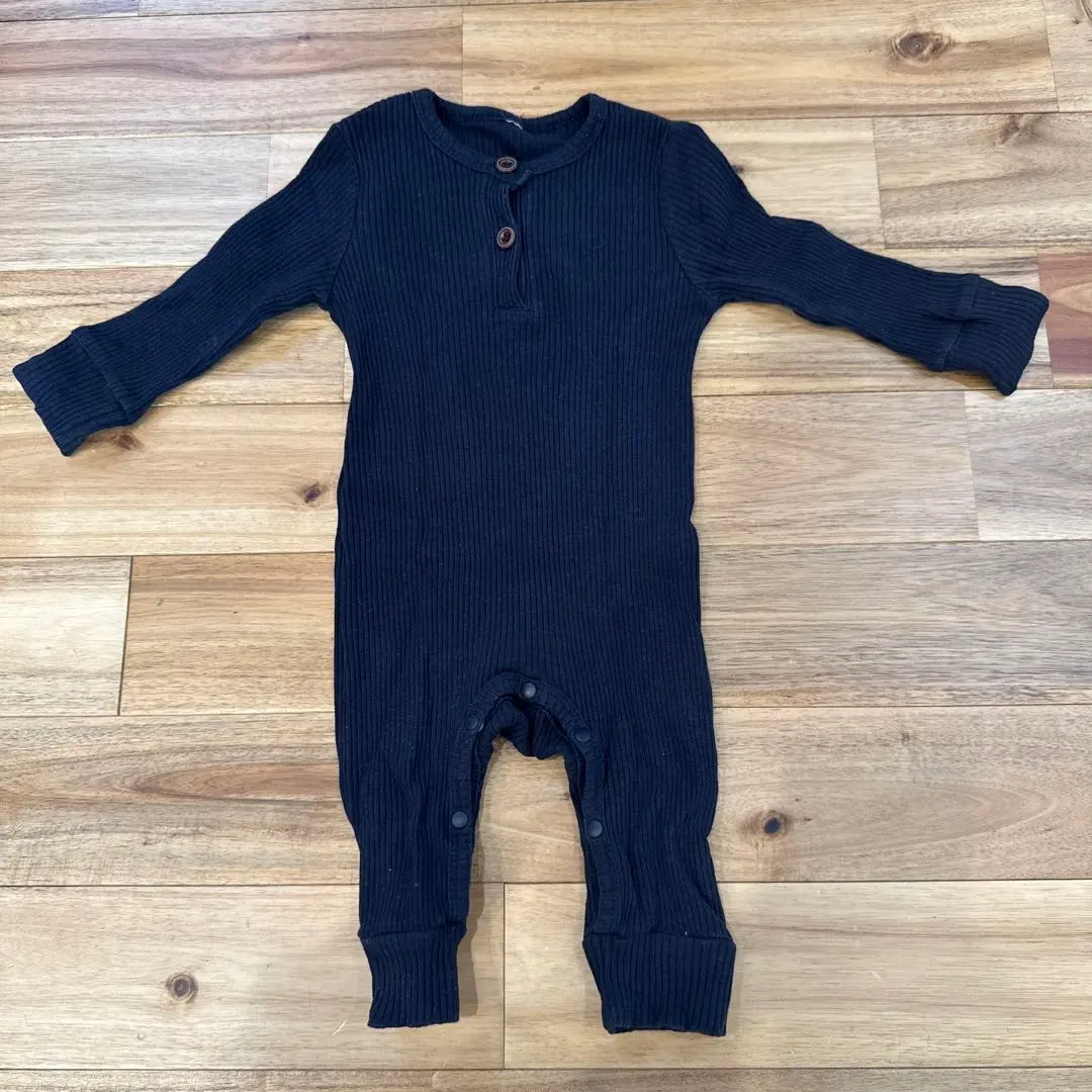 SHEIN 藏藍色 羅紋編織 嬰兒連身衣 的縮圖