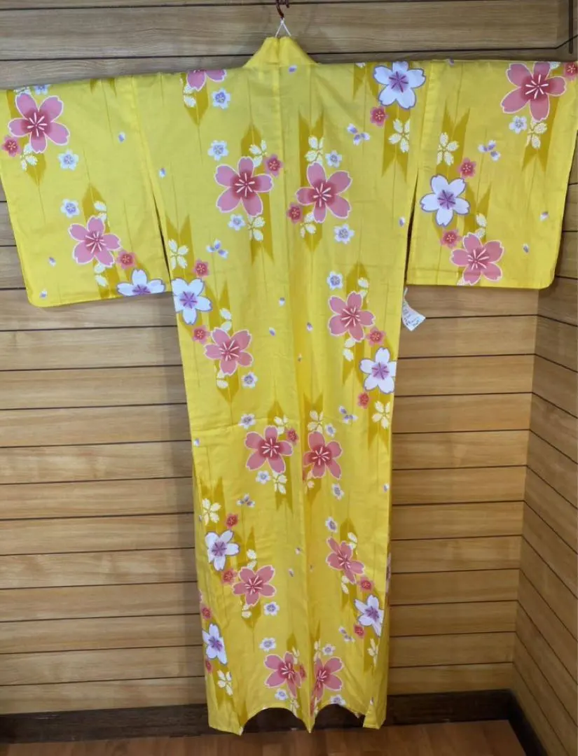 全新！ 日本國內染色 浴衣 身長163 棉質 附標籤 黃色 武藤 的縮圖