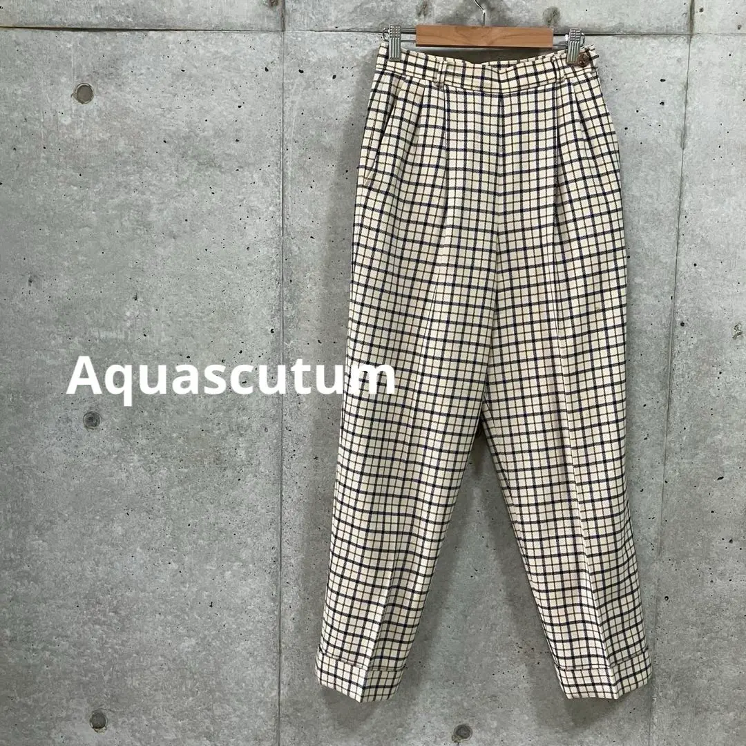 イタリア製 ビンテージ アクアスキュータム クラブチェック ハイウエスト パンツ AQUA SCUTUM - イタリア製 ビンテージ アクアスキュータム