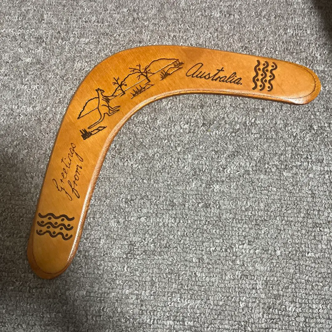 澳洲製 木製迴力鏢 袋鼠 約34cm 的縮圖