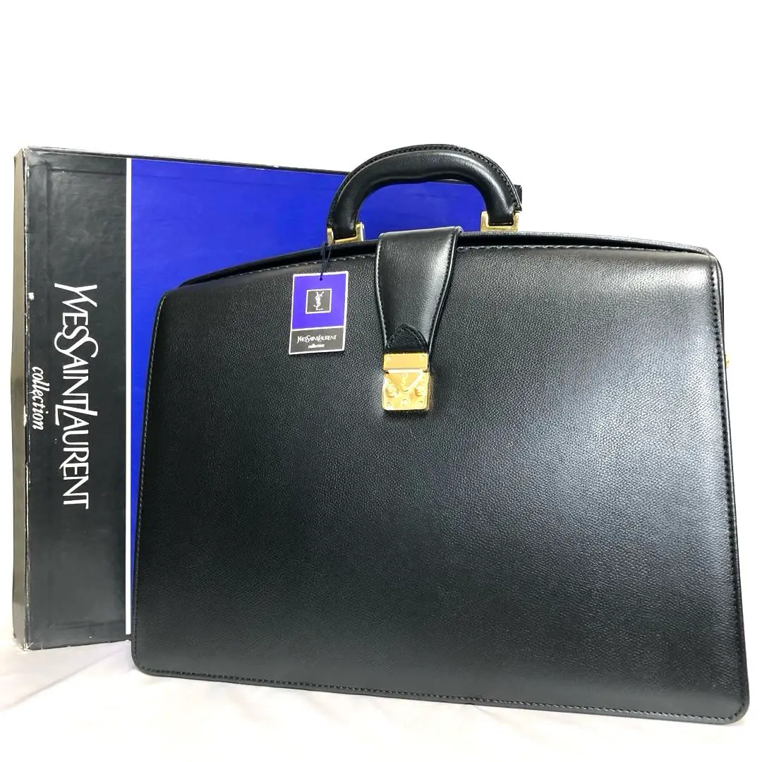 A4可 美品 イヴサンローラン レザー ビジネスバッグ ステッチロゴ ブラック 2025年最新】Yves Saint Laurent メンズ ビジネスバッグの人気