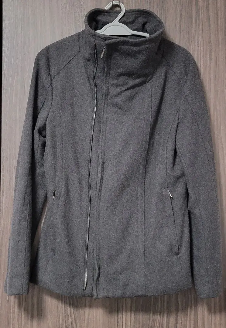 Thumbnail of Stand collar coat, gray, zip-up, casual, riders jacket