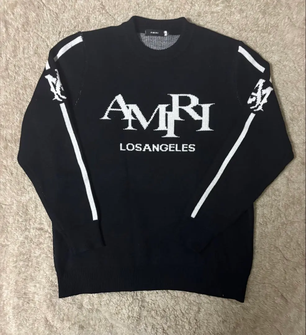 AMIRI クマイラスト パープルニットセーター AMIRI クマイラスト パープルニットセーター