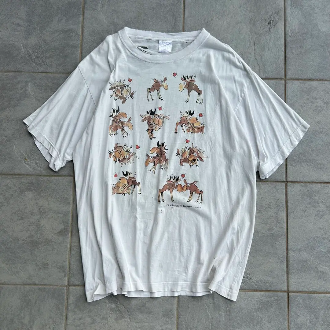 1994年 古董情色印花T恤 破爛T恤 XL碼 白色 的縮圖